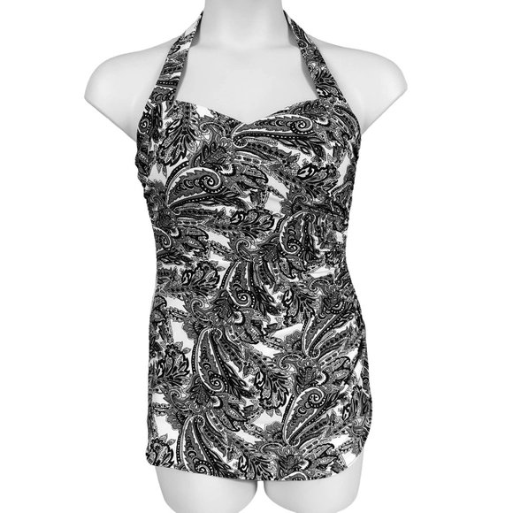 Lands' End Other - Lands' End Women's Black & White Paisley Print One-Piece Swimsuit